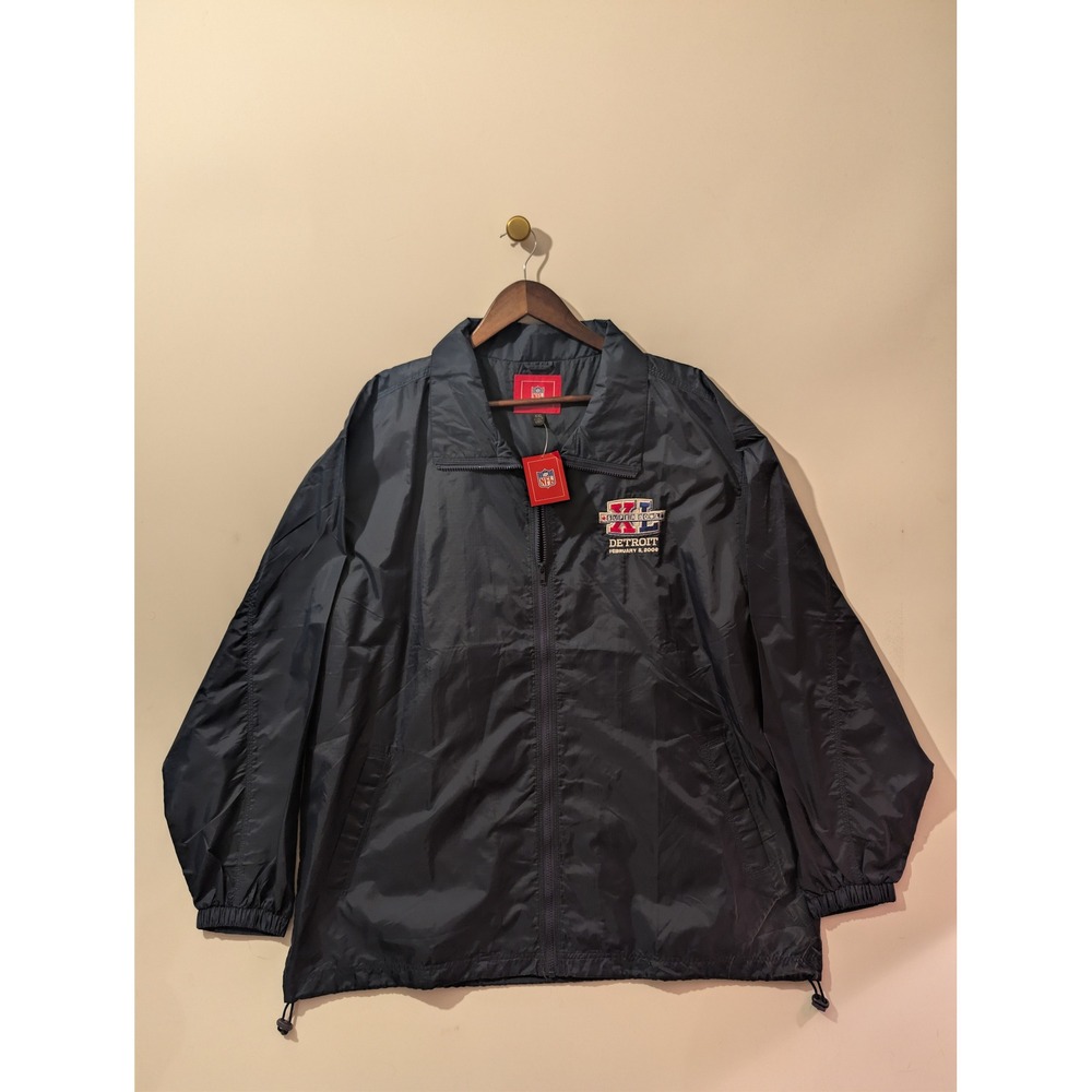 NFL Super Bowl XL Jacket Mens XXL Navy Blue NEW Detroit 2006 Windbreaker Vintage